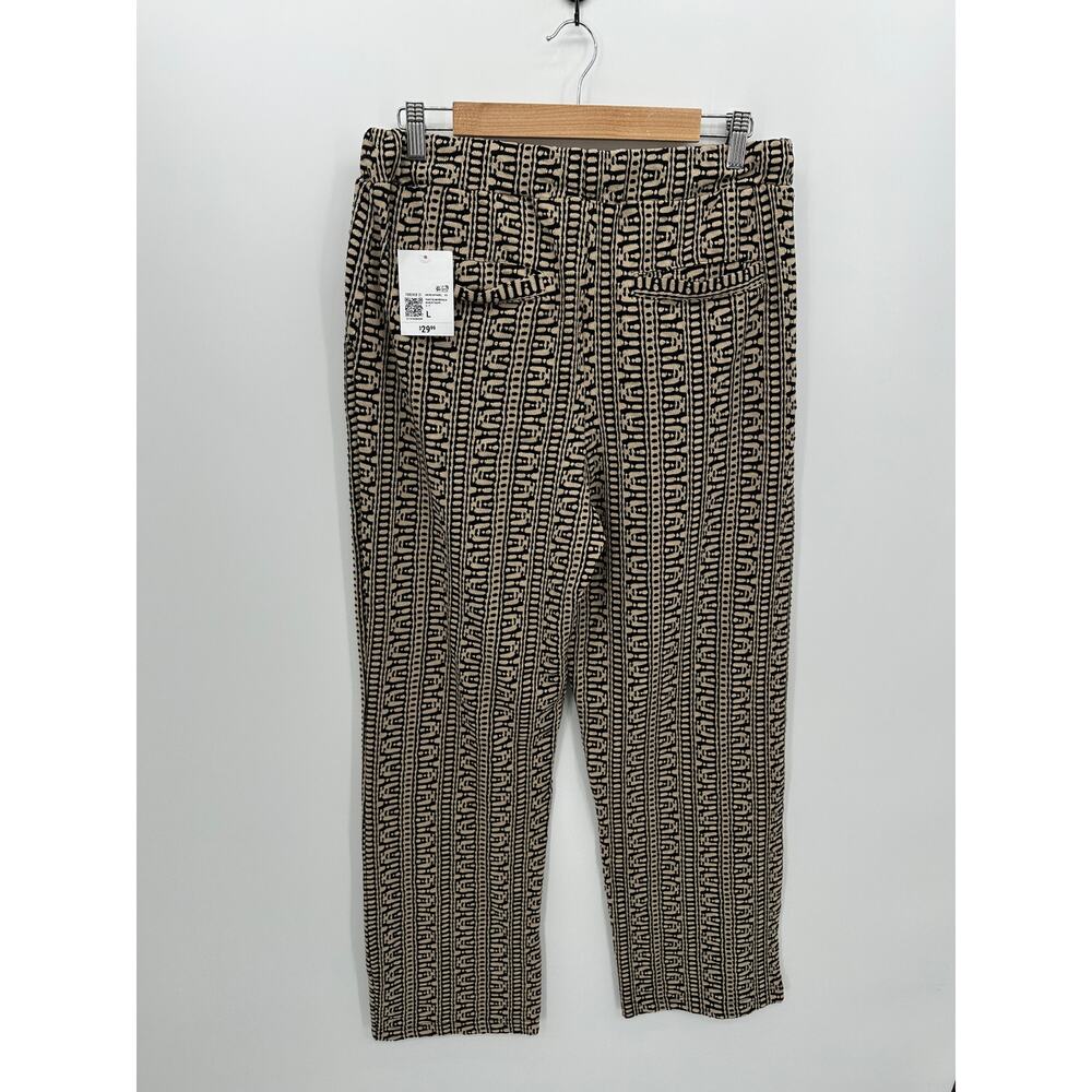 Forever 21 Pants Mens Size L Cream Geometric Printed Casual Slim NWT Vaca Resort - Picture 2 of 8